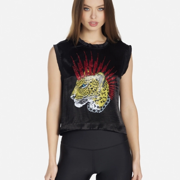 NWT Lauren Moshi Crystal Linette Punk Leopard tank Top - Picture 3 of 10